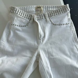 L’agence white studded jeans